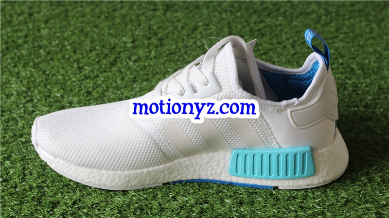 Real Boost Adidas NMD R1 White Blue Glow